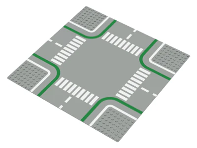 10"x10" LEGO Road Baseplate Intersection with Crosswalks
