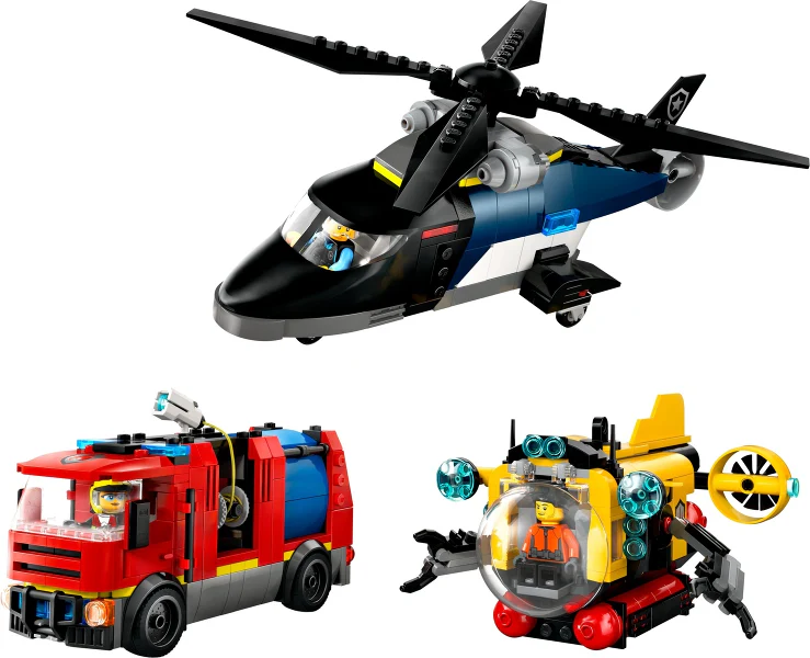 60462 Helicopter, Fire Truck, & Submarine Remix - New LEGO City Set - Image 2