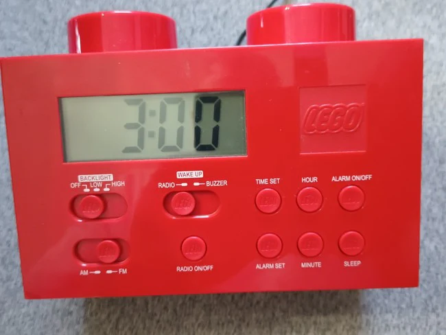 Alarm Clock Radio Brick Red [USED] - Tested Working!